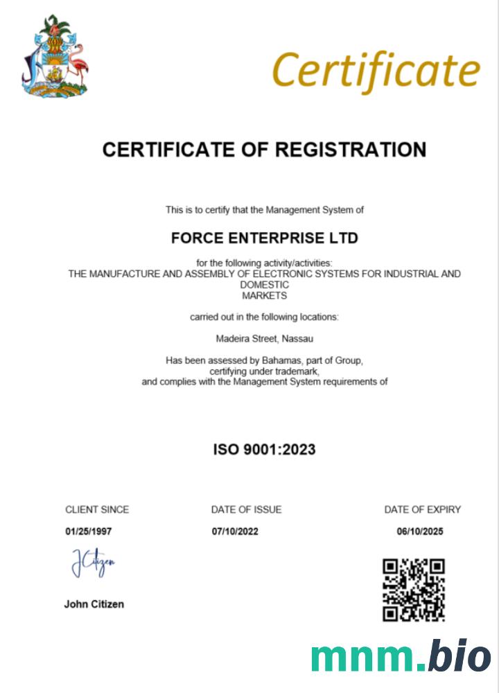 Bahamas vcertyfikat of registration Word i szablon PDF